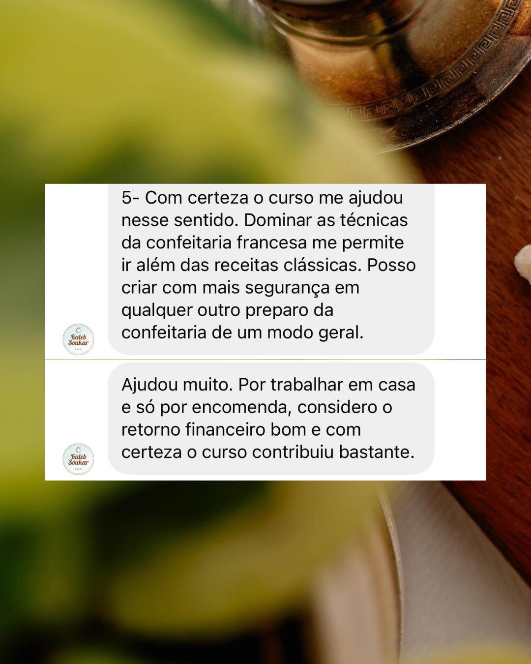Depoimento de aluna do O Método Confeitaria de Alto Lucro