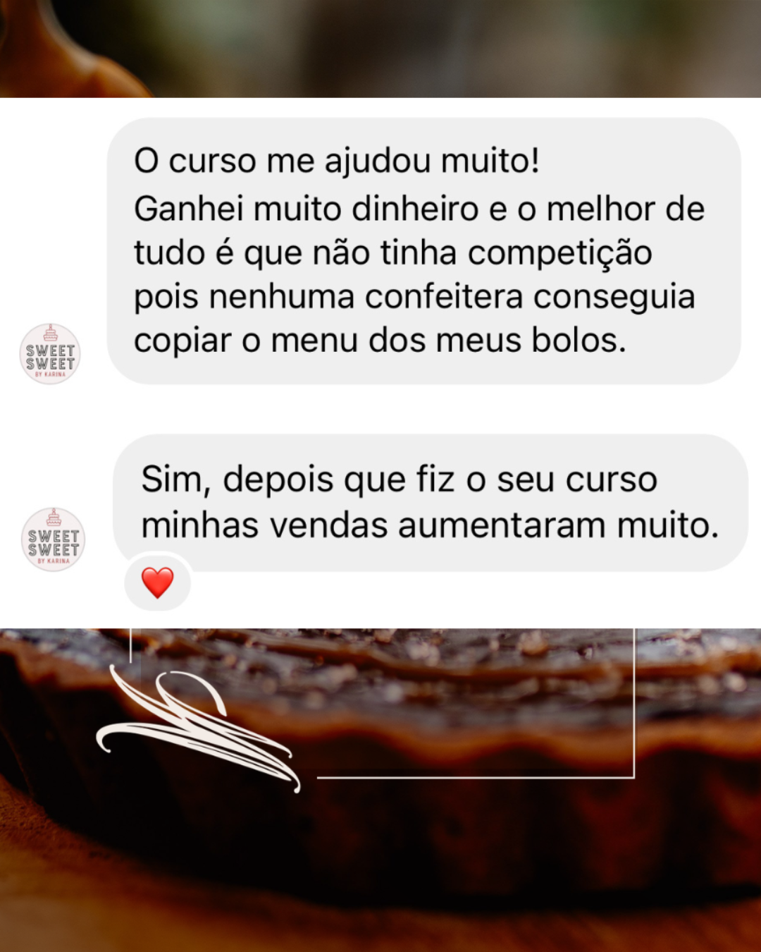 Depoimento de aluna do O Método Confeitaria de Alto Lucro